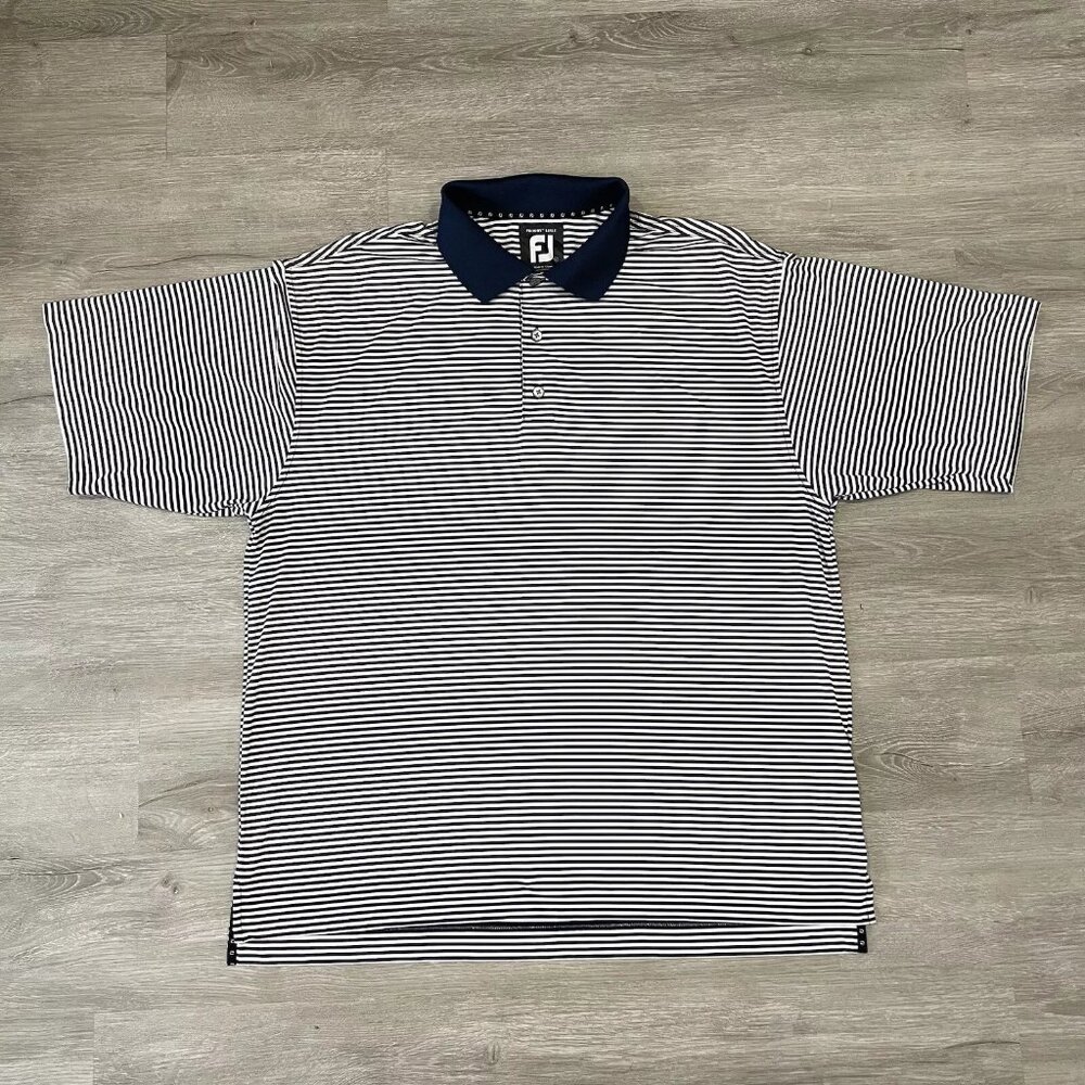 Footjoy FJ Prodry Lisle Mens Performance Golf Polo Shirt Blue Striped Size XL